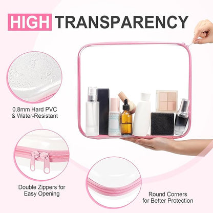 Hoolerry 4 Pcs Hard Clear Zipper Case Makeup Bags Plastic Pencil Pouch - Image 3