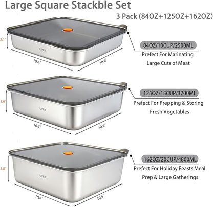 YUPER Stainless Steel Food Storage Containers, Large Meal Prep Container Sets - Image 2