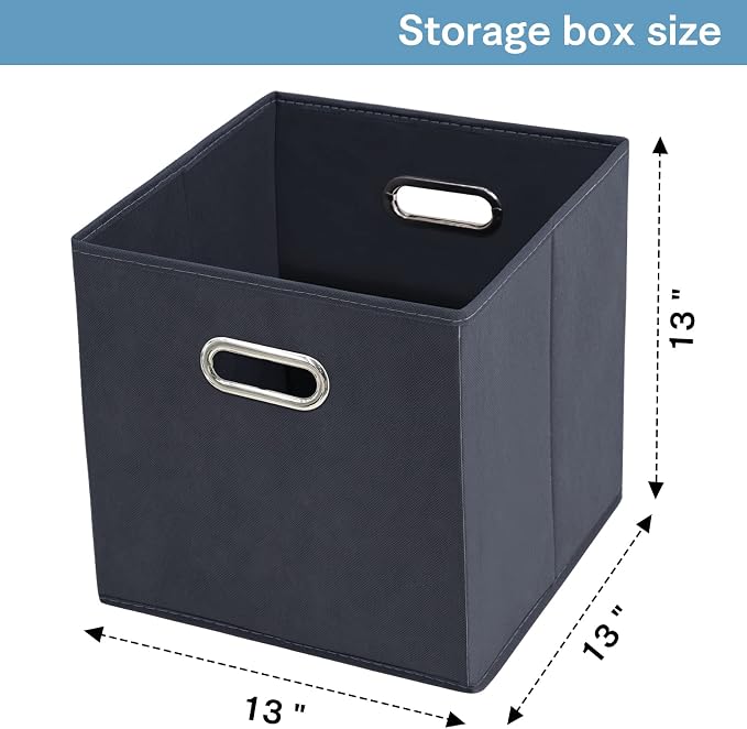 Black Fabric Cubby Storage Bins, Cube Organizer Bin Foldable Storage Boxes - Image 2