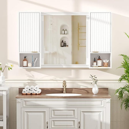 AKMAKM 59.1" Tall Slim Bathroom Storage Cabinet White | Freestanding or Wall - Image 4
