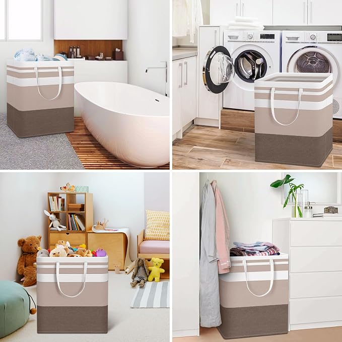 HomeHacks 2-Pack Large Laundry Basket, Waterproof, Freestanding Laundry Hamper - Image 6