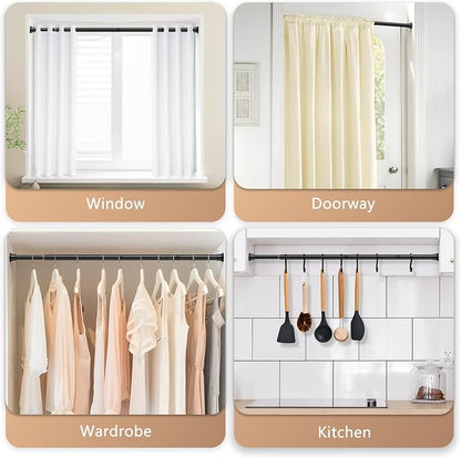 2PCS Black Tension Curtain Rods 23 to 46 Inch, Pressure Expandable Spring Rods - Image 5