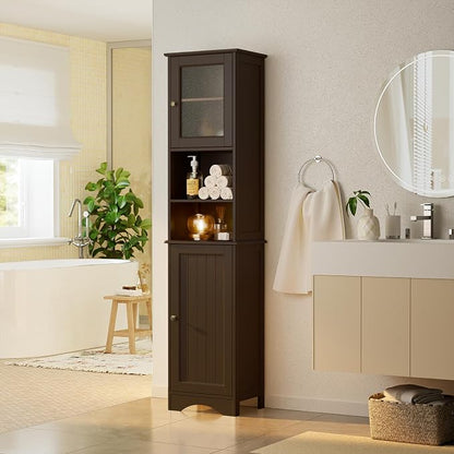 Gizoon Tall Bathroom Storage Cabinet | Freestanding Linen Cabinet - Image 6