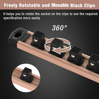 WORKPRO Magnetic Socket Organizer, 1/4-Inch Drive Aluminum Alloy Socket Rail - Image 5
