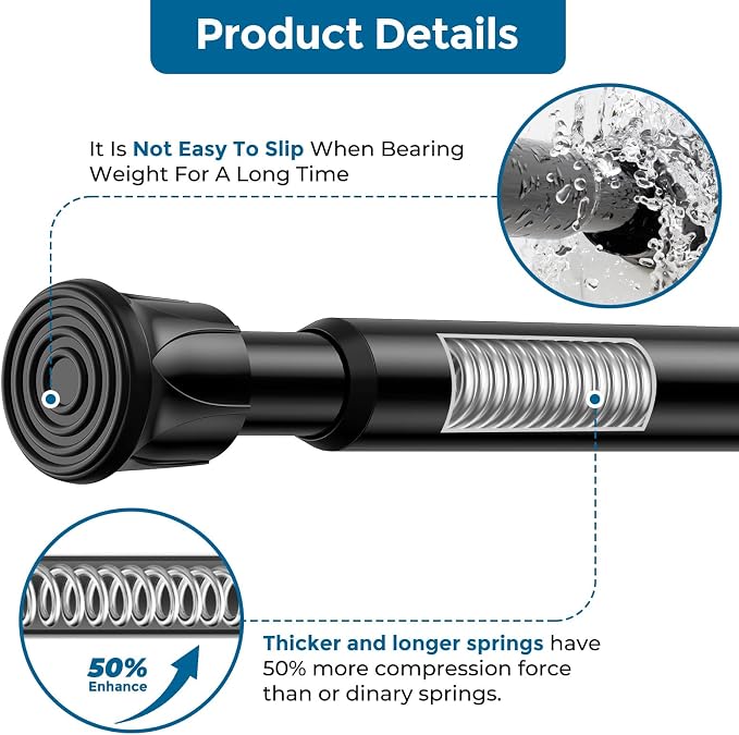 AIZESI Spring Tension Curtain Rods Short Tension Rod - Image 4