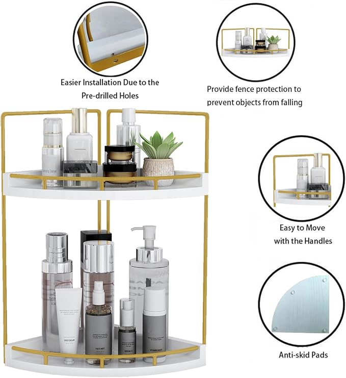 Dorhors Corner Bathroom Counter Organizer, Vanity Countertop Storage Shelf | - Image 4