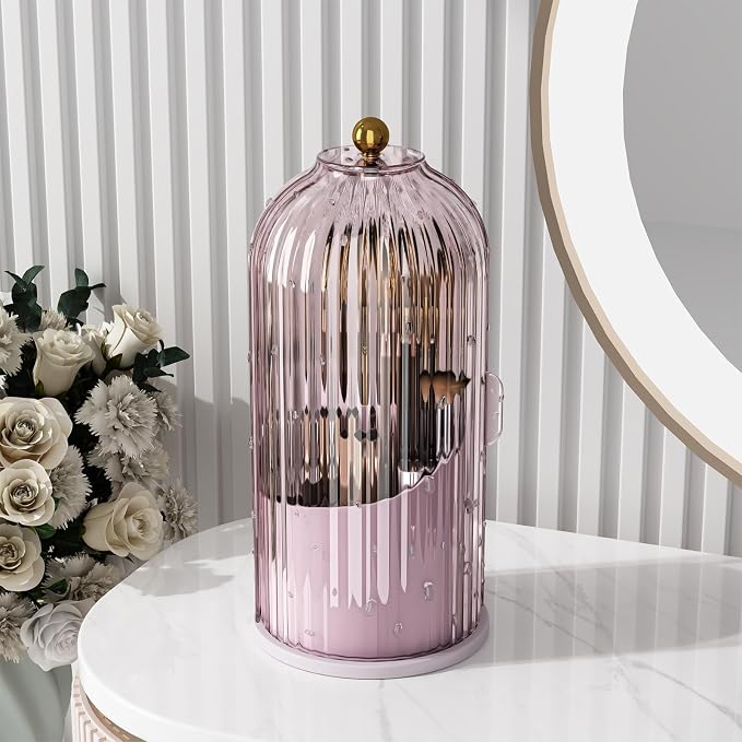 GAXmi Makeup Brush Holder with Lid Cosmetic Tools Organizer 360 Rotating - Image 2
