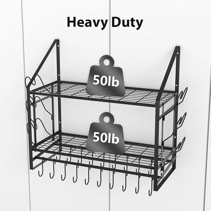 28 Inch Pot Rack Wall Mounted, 2 Tier Pots and Pans Organizer - Image 4