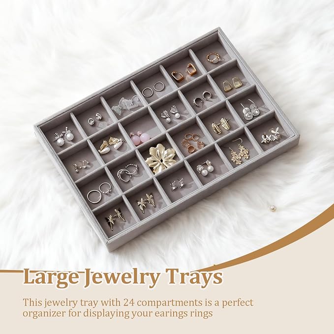 Large Jewelry Organizer for Drawer Insert Velvet Stackable Jewelry Trays for - Image 2