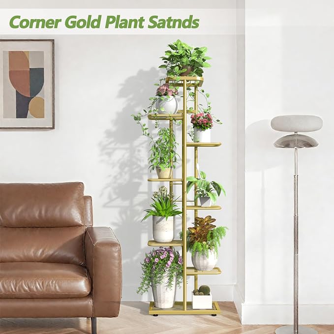 8 Tier 9 Potted Gold Plant Stand Indoor - Image 4