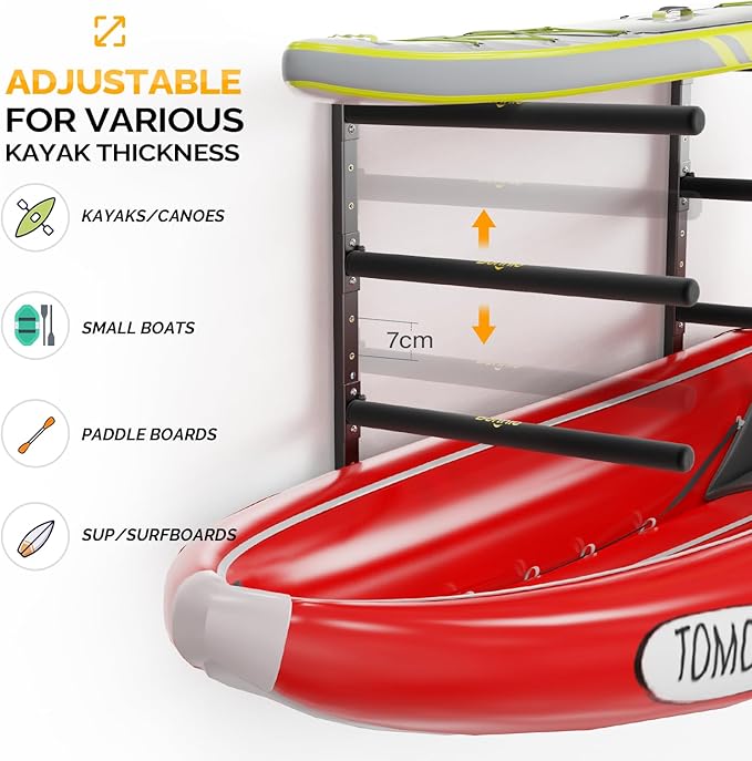 Bonnlo Kayak Storage Rack, Adjustable Heavy Duty Kayak Rack - Image 4