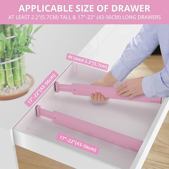 ANTOWIN Expandable Bamboo Drawer Dividers Organizers, Drawer Separators Splitter - Image 5