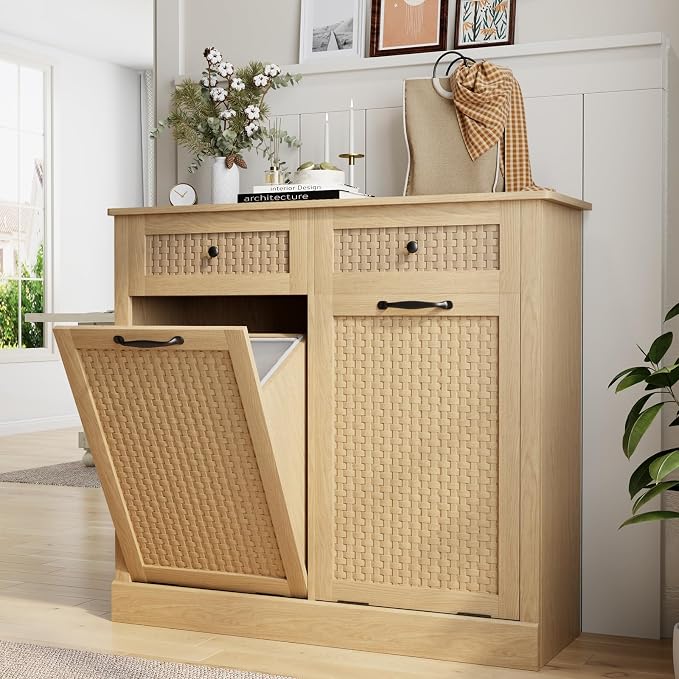 Double Tilt Out Laundry Hamper Cabinet, 10 Gallon Laundry Cabinet - Image 3