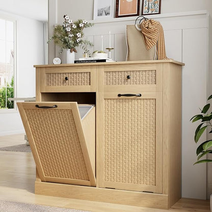 Double Tilt Out Laundry Hamper Cabinet, 10 Gallon Laundry Cabinet - Image 3
