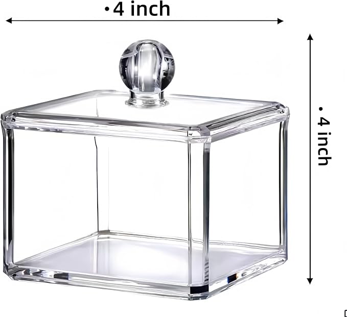 Stackable Square Acrylic Cotton Ball Holder Q-tip Holder Bathroom Swab Dispenser - Image 6