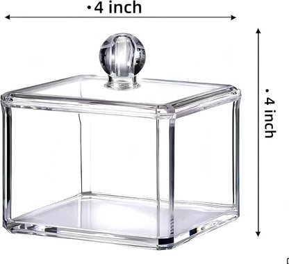 Stackable Square Acrylic Cotton Ball Holder Q-tip Holder Bathroom Swab Dispenser - Image 6