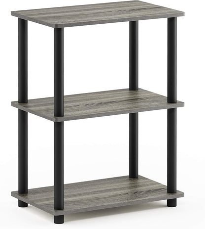 Furinno Turn-N-Tube No Tool 3-Tier Storage Shelf, French Oak Grey/Black - Image 4