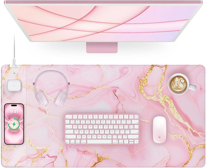 Wireless Charging Mouse Pad, 31.5"x15.8" Large Gaming Desk Mat by abcmat