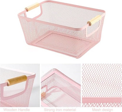 AJIODA Metal Mesh Steel Basket, Medium Wire Storage Organizer Basket - Image 3