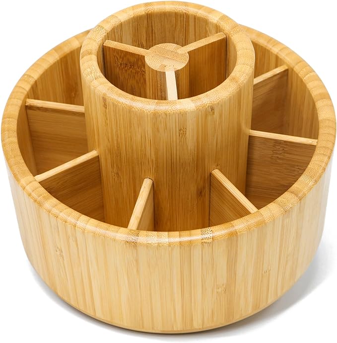 VaeFae Bamboo Pen Holder Organizer, 360° Rotating Art Supply Organizer - Image 5