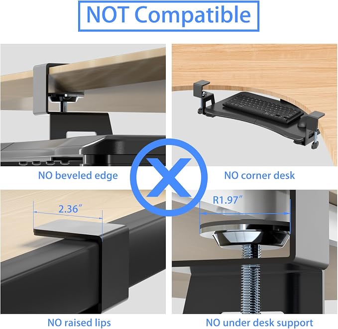 suptek Small Keyboard Tray Under Desk Pull Out - Image 5