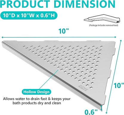 Qeke Corner Shower Shelves, 10” Recessed Tile Shower Shelf Brushed Nickel - Image 2
