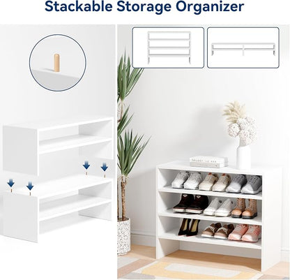 Whitmor Stackable 28" Extra Wide 2-Shelf Storage Organizer, Stackable Wood - Image 5