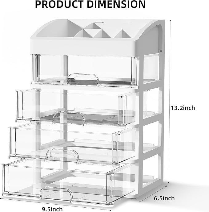Desk Organizer with 4 Drawer Storage, Desktop Drawers Organizer - Image 3
