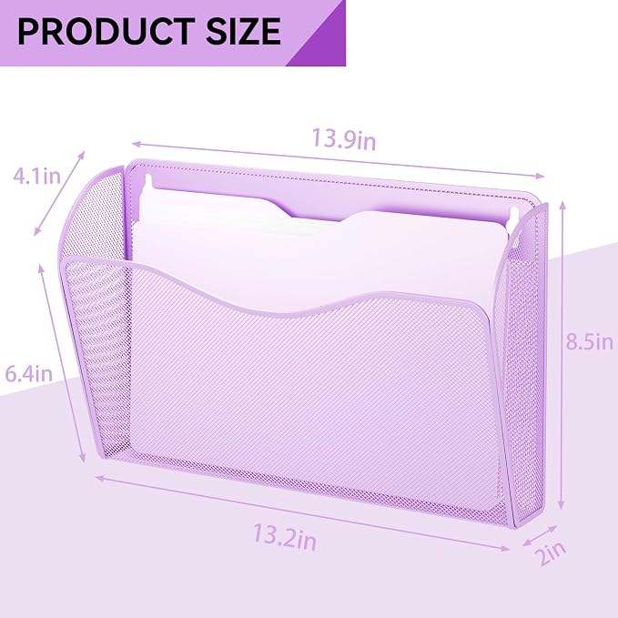 3 Single Pocket Wall File Holder, Mesh Hanging File Folder Paper Organizer - Image 3