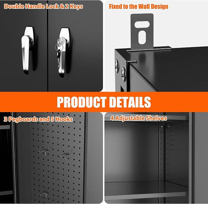 Aobabo Extra Large Cabinet on Wheels, Metal Storage Cabinet - Image 5