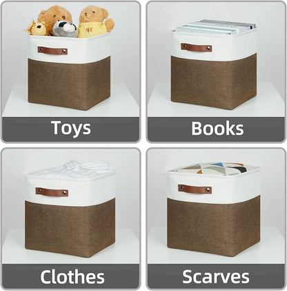 HNZIGE Fabric Storage Baskets 4 Pack, Storage Cube Baskets 11x11, Foldable Cube - Image 3