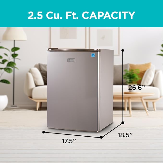 BLACK+DECKER 2.5 Cu. Ft. Compact Refrigerator, ENERGY STAR Certified, Single - Image 2