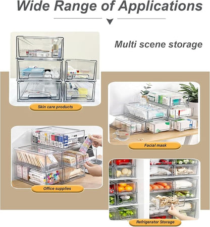 Stackable storage drawers, refrigerator, office desktop, pantry and shelves - Image 3