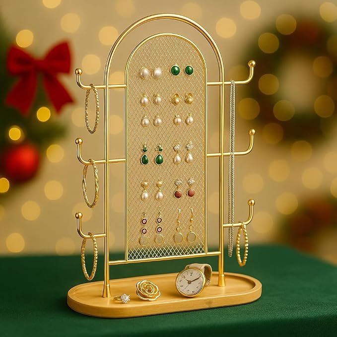 Jewelry Display Earring Stand Gold Organizer Earring StorageTree Jewelry Rack - Image 2