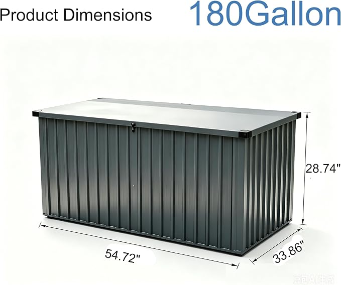 Garvee Outdoor Storage Box, 180 Gallon Waterproof Metal Storage Box, Outdoor - Image 2