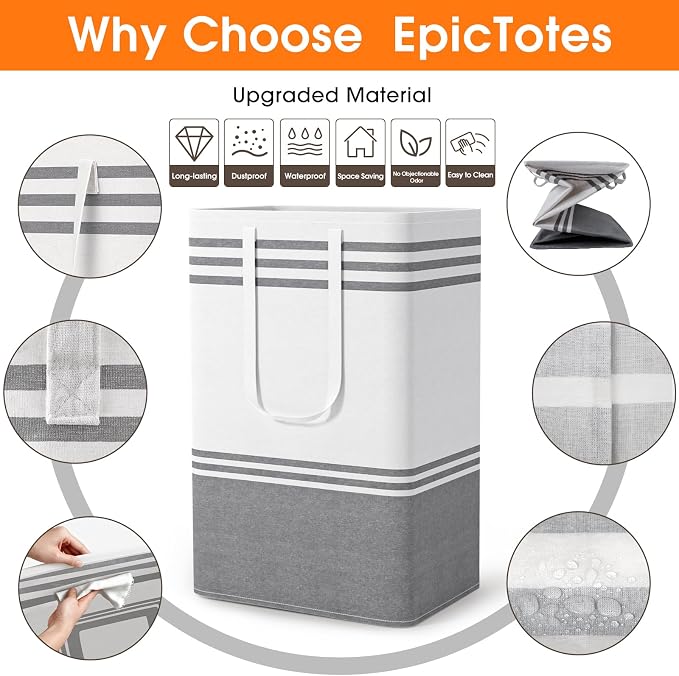3 Pack Large Laundry Baskets, Laundry Hampers, Freestanding Waterproof - Image 4