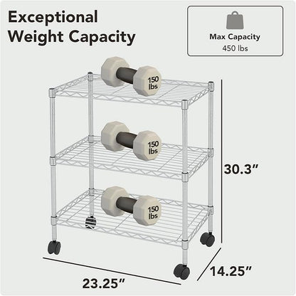 3 Tier Wire Shelving Unit Storage Rack, Metal Heavy Duty Utility Organizers - Image 3