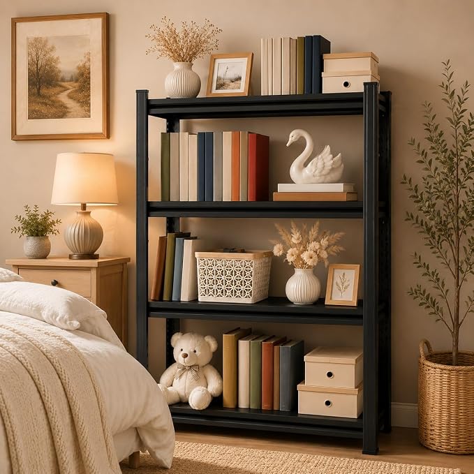 4-Tier Heavy Duty Metal Bookshelf, 2000LBS Adjustable Industrial Bookcase - Image 3