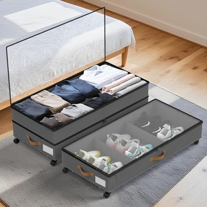 Under Bed Storage with Wheels 4-Pack, 75L XXL Under the Bed Storage Containers - Image 9