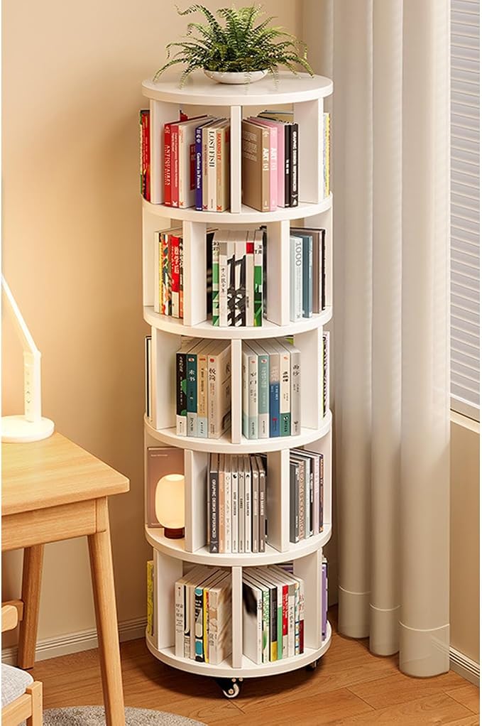 Rotating Bookshelf Tower 2/3/4/5/6 Tier Wood Rotating Bookshelf Wooden Book by Unknown