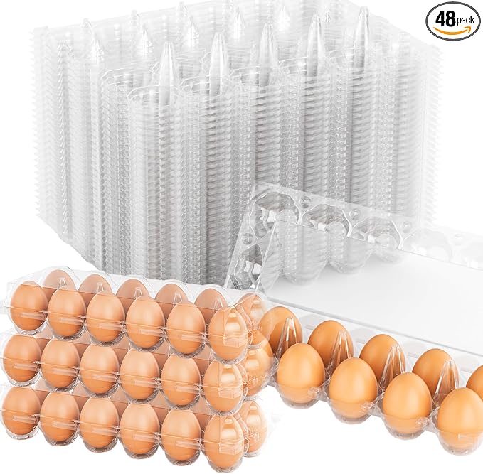 EVANCENT Egg Cartons Cheap Bulk 48 Pack, 1 Dozen Plastic Egg Carton by EVANCENT