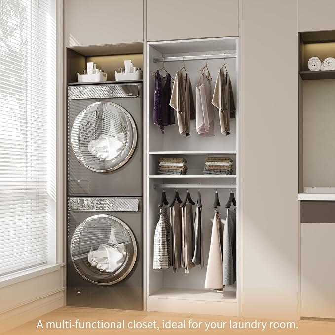 VOWNER 25'' Freestanding Closet System Walk-in Wardrobe Closet Tower | White - Image 3