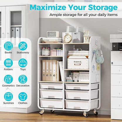 6 Drawers Rolling Storage Cabinet - Image 6