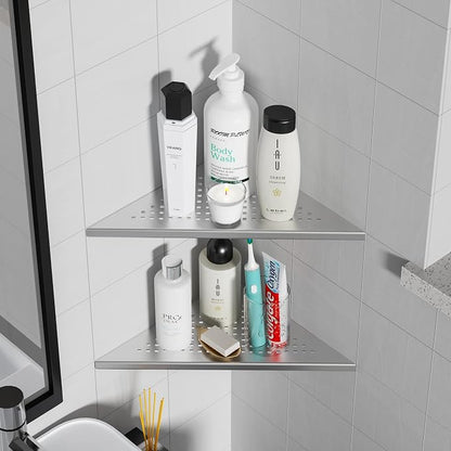 Qeke Corner Shower Shelves, 10” Recessed Tile Shower Shelf Brushed Nickel - Image 8