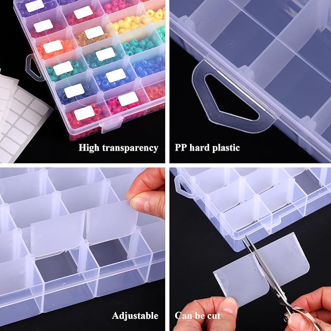 OUTUXED 4 Pack 36 Grids Plastic Bead Organizer Box - Image 3