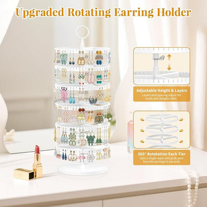 EsLuker.ly Earring Holder Organizer Rotating Stud Display Tree Rack, 6 Tier | - Image 3
