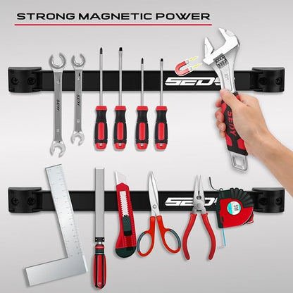 SEDY 7-Piece 12" Magnetic Tool Holder Storage Organizer, Garage Wall Mount Rack - Image 3