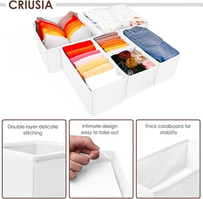 Criusia 6 Pack Clothes Drawer Organizer, Fabric Foldable Closet Dresser Drawer - Image 2