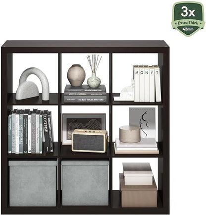 Furinno Cubicle Book Shelf, 9-Cube Bookshelf, Triple Thick Frame Cube Storage - Image 6
