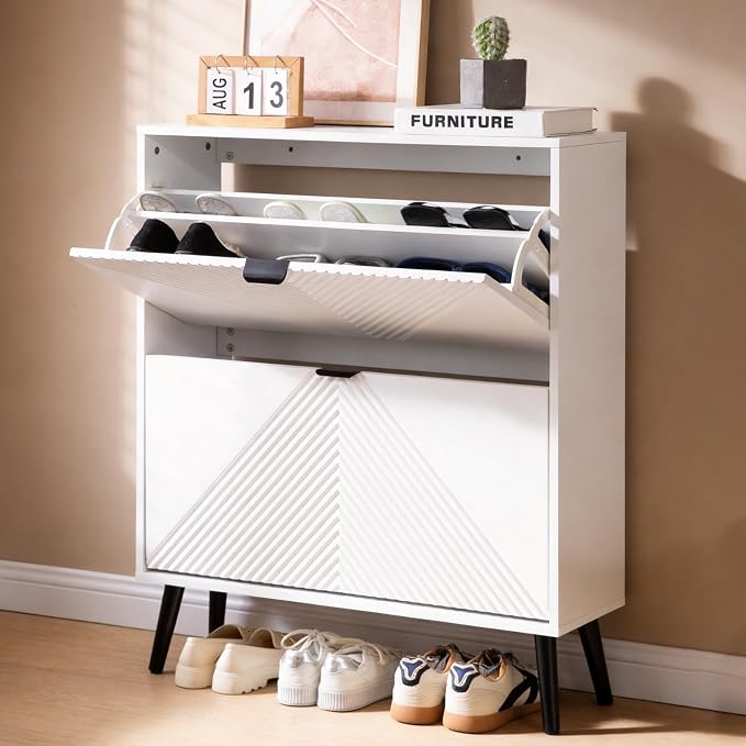 oakvivo Shoe Cabinet Storage, Farmhouse Freestanding Organizer - Image 3